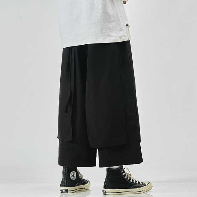 Sleek Japanese-Inspired Trousers - hakama trousers - Japanese-Inspired Hakama Trousers for Comfort