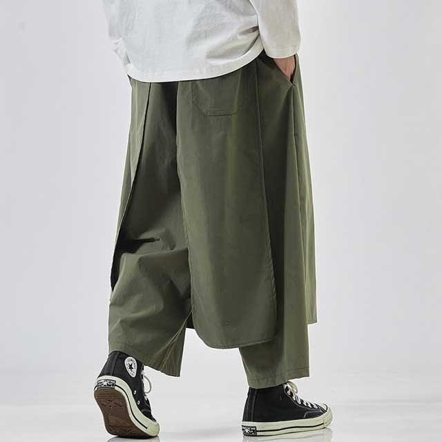 Sleek Japanese-Inspired Trousers -  japanese pants - Japanese-Inspired Hakama Trousers for Comfort