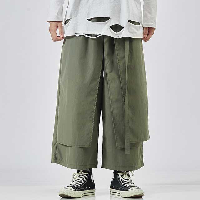 Sleek Japanese-Inspired Trousers - modern streetwear trousers - Japanese-Inspired Hakama Trousers for Comfort