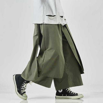 Sleek Japanese-Inspired Trousers -  streetwear - Japanese-Inspired Hakama Trousers for Comfort