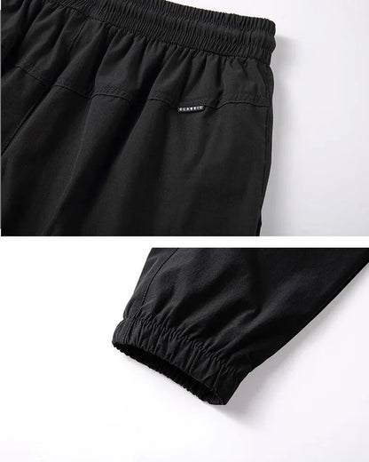 Sleek Silk Black Joggers -  black pants - Lightweight Silk Black Joggers for Summer Wear
