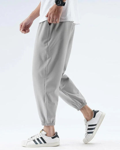 Sleek Silk Black Joggers -  black pants - Lightweight Silk Black Joggers for Summer Wear