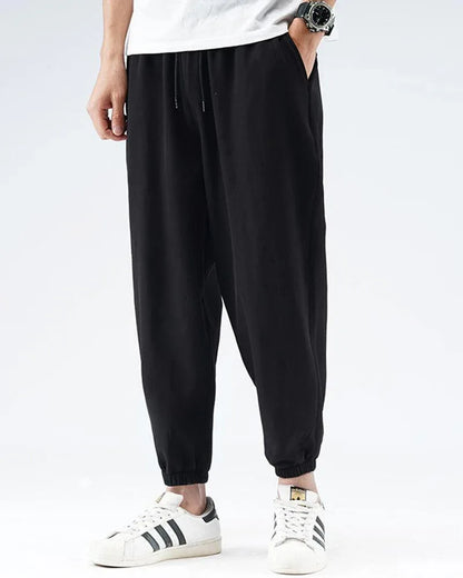 Sleek Silk Black Joggers -  breathable pants - Lightweight Silk Black Joggers for Summer Wear
