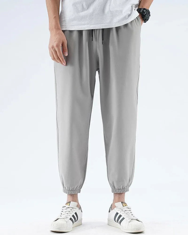 Sleek Silk Black Joggers -  comfortable summer pants - Lightweight Silk Black Joggers for Summer Wear