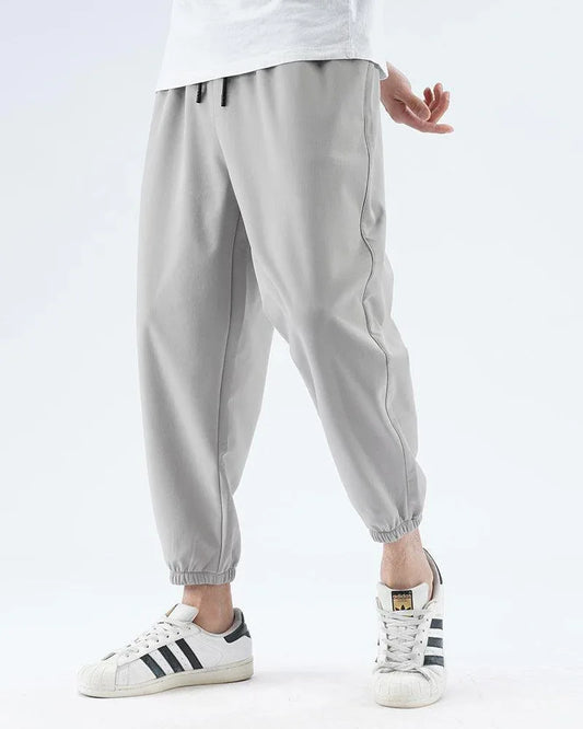 Sleek Silk Black Joggers - ice silk joggers - Lightweight Silk Black Joggers for Summer Wear