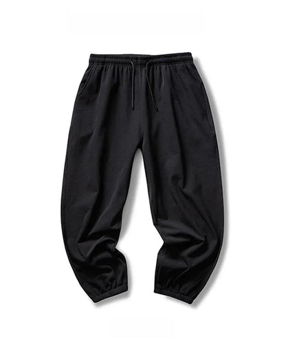 Sleek Silk Black Joggers - ice silk joggers - Lightweight Silk Black Joggers for Summer Wear