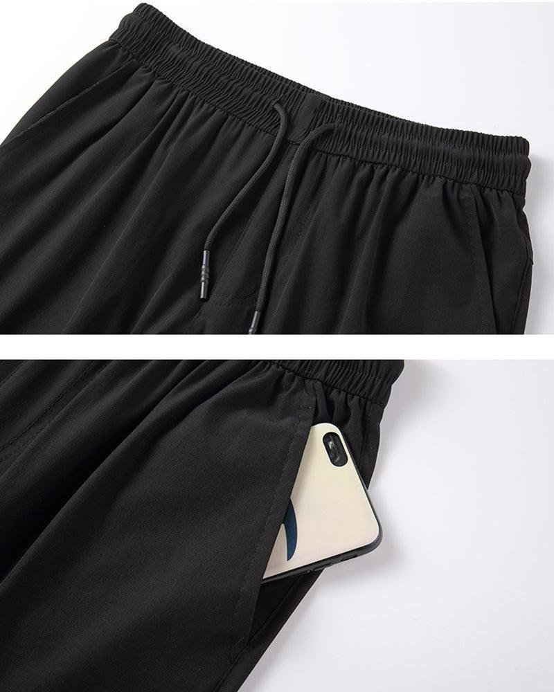 Sleek Silk Black Joggers - silk joggers - Lightweight Silk Black Joggers for Summer Wear