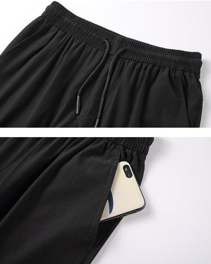 Sleek Silk Black Joggers - silk joggers - Lightweight Silk Black Joggers for Summer Wear