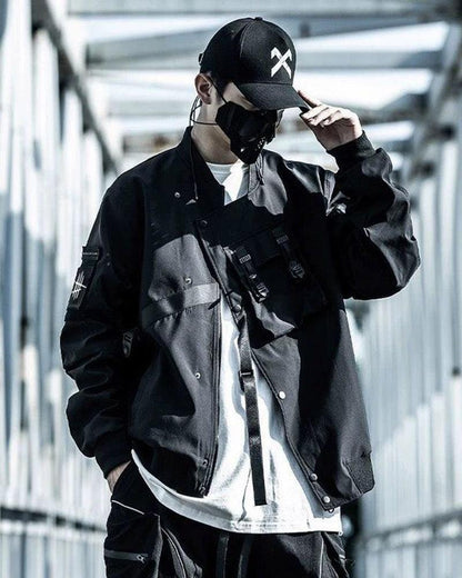 Sleek Space-Ready Bomber Jacket -  black jacket - Sleek Space-Ready Bomber Jacket for Urban Style