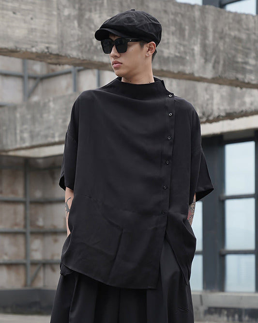 Sleek Tech-Inspired Relaxed Shirt - futuristic techwear shirt - Tech-Inspired Relaxed Shirt for Urban Style