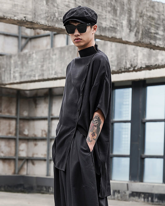 Sleek Tech-Inspired Relaxed Shirt - techwear shirt - Tech-Inspired Relaxed Shirt for Urban Style