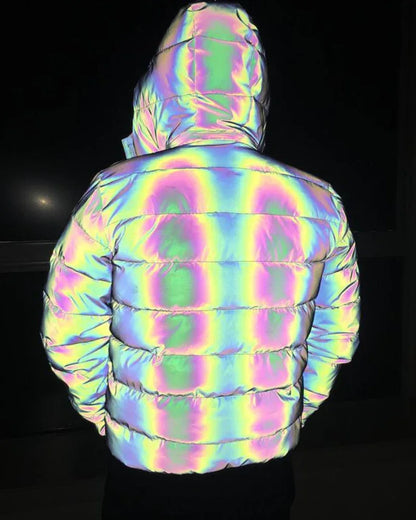 Smart Reflective Winter Jacket -  cyberpunk outerwear - Reflective Winter Jacket with Hood for Style