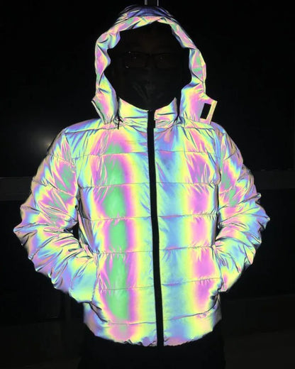 Smart Reflective Winter Jacket -  hooded jacket - Reflective Winter Jacket with Hood for Style