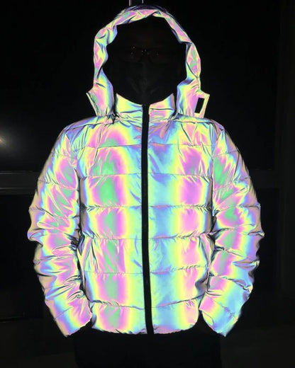 Smart Reflective Winter Jacket - reflective techwear jacket - Reflective Winter Jacket with Hood for Style