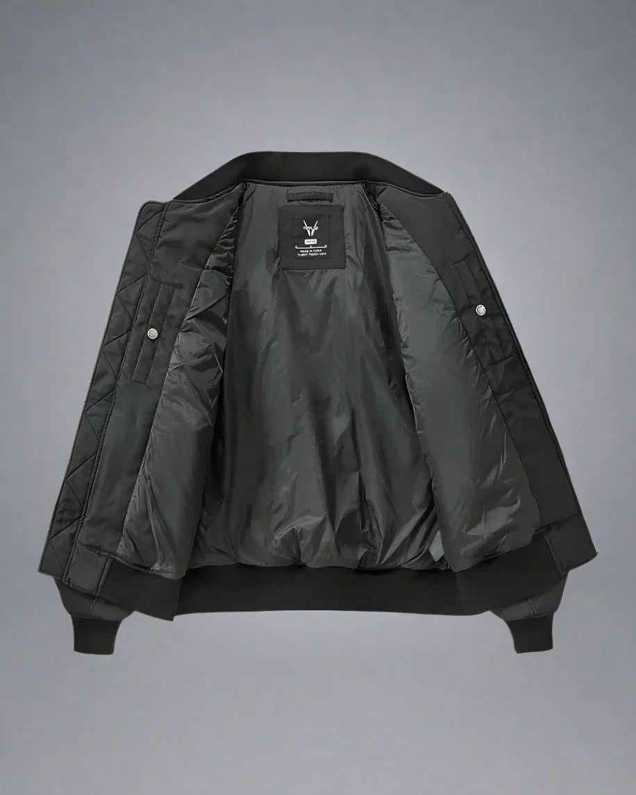 Snug Patchwork Bomber Jacket -  black jacket - Snug Patchwork Bomber Jacket for Urban Style