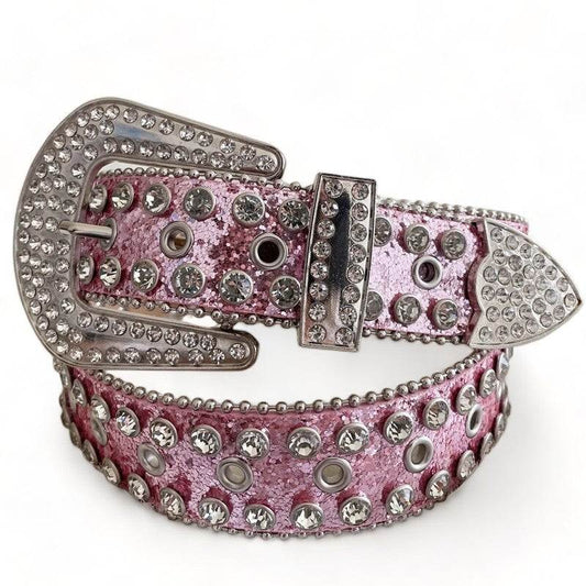 Sparkling Pink Rhinestone Belt - pink belt - Chic Pink Rhinestone Belt for Any Outfit