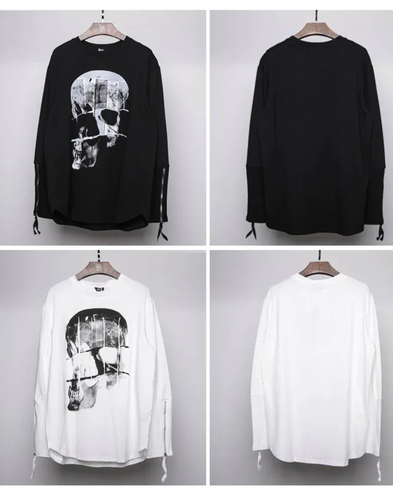 Spooky Skeleton Long Sleeve Shirt -  techwear - Spooky Skeleton Long Sleeve Shirt for Street Style
