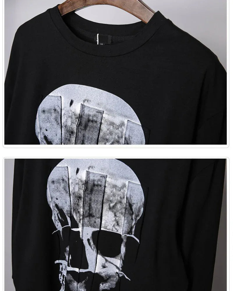 Spooky Skeleton Long Sleeve Shirt -  versatile street-style shirt - Spooky Skeleton Long Sleeve Shirt for Street Style