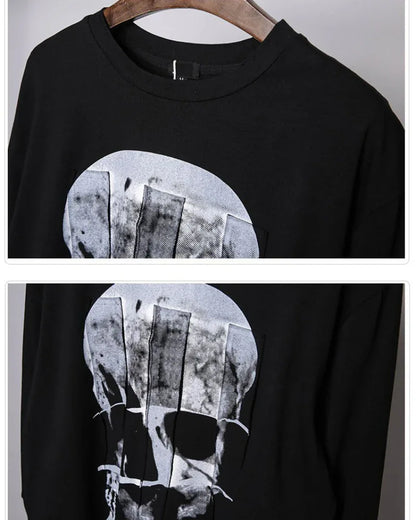 Spooky Skeleton Long Sleeve Shirt -  versatile street-style shirt - Spooky Skeleton Long Sleeve Shirt for Street Style