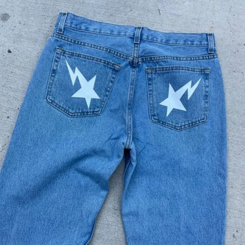 Star Butt Jeans - unique star design - Y2K Streetwear Star Butt Jeans for Unique Style
