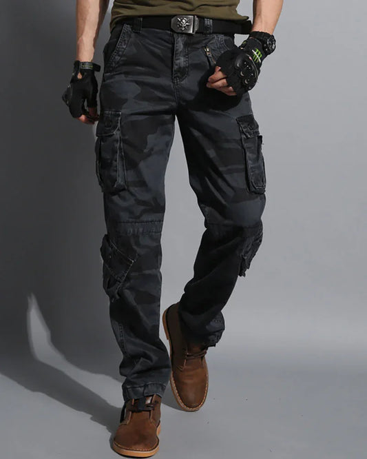 Stealthy Black Camo Cargo Trousers - black camo - Black Camo Cargo Trousers for Everyday Adventure