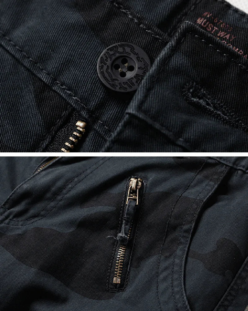 Stealthy Black Camo Cargo Trousers -  everyday wear cargo pants - Black Camo Cargo Trousers for Everyday Adventure