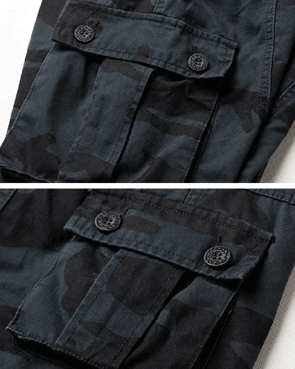 Stealthy Black Camo Cargo Trousers -  premium materials - Black Camo Cargo Trousers for Everyday Adventure