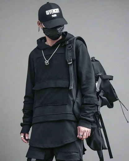 Stealthy Black Ninja Hoodie - comfortable urban hoodie - Stealthy Black Ninja Hoodie for Daily Urban Wear