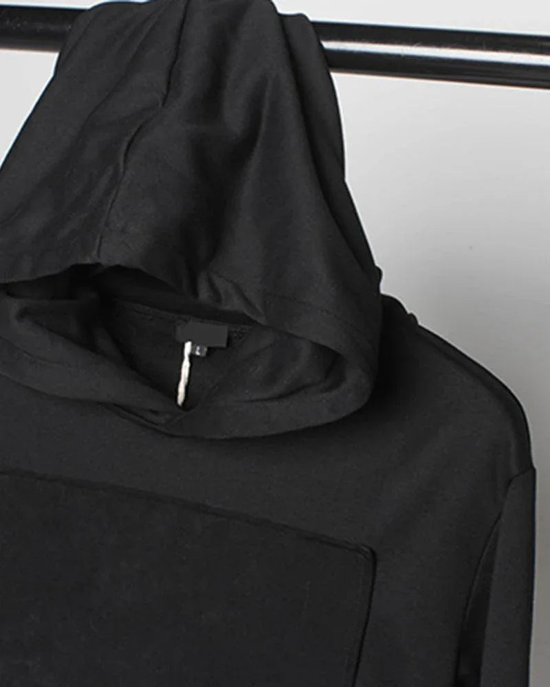 Stealthy Black Ninja Hoodie -  cotton polyester jacket - Stealthy Black Ninja Hoodie for Daily Urban Wear