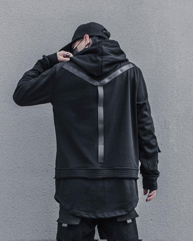 Stealthy Black Ninja Hoodie -  cotton polyester jacket - Stealthy Black Ninja Hoodie for Daily Urban Wear