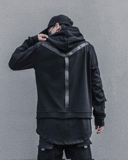 Stealthy Black Ninja Hoodie -  cotton polyester jacket - Stealthy Black Ninja Hoodie for Daily Urban Wear