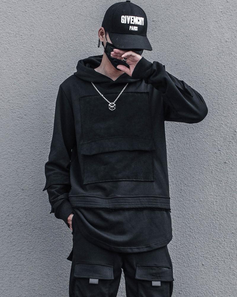 Stealthy Black Ninja Hoodie -  streetwear style - Stealthy Black Ninja Hoodie for Daily Urban Wear