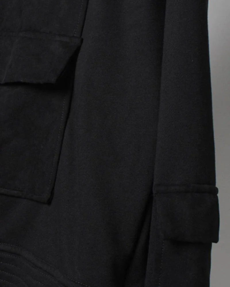 Stealthy Black Ninja Hoodie -  stylish techwear apparel - Stealthy Black Ninja Hoodie for Daily Urban Wear