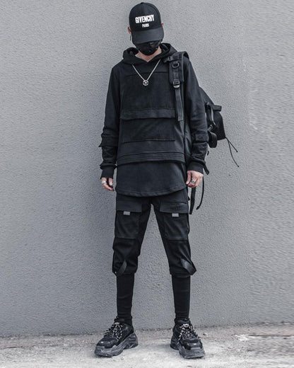 Stealthy Black Ninja Hoodie -  techwear jacket - Stealthy Black Ninja Hoodie for Daily Urban Wear