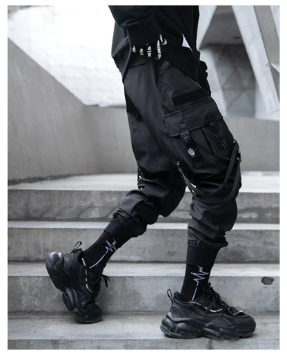 Strappy Black Pants for Style -  techwear - Stylish Strappy Black Pants for Every Occasion