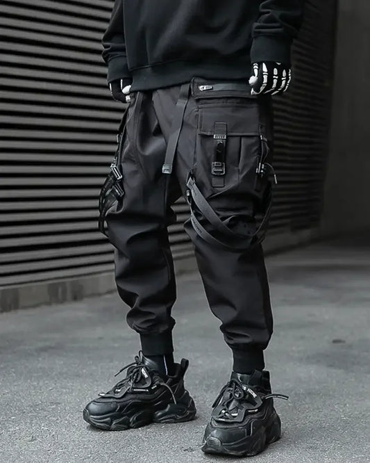 Strappy Black Pants for Style - techwear cargo pants - Stylish Strappy Black Pants for Every Occasion