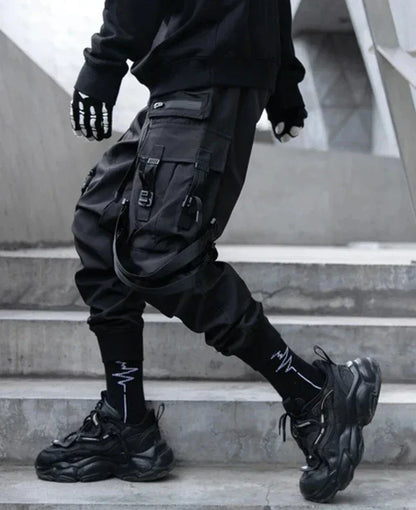 Strappy Black Pants for Style -  unisex pants - Stylish Strappy Black Pants for Every Occasion