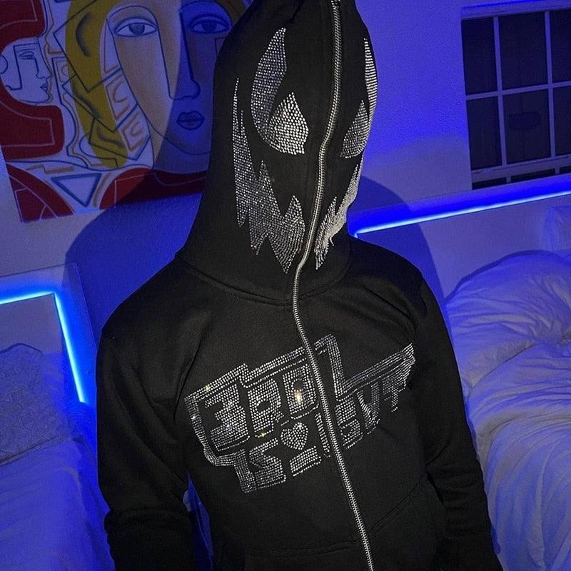 Strass Sweatshirt - stylish hooded sweatshirt - Chic Strass Hooded Sweatshirt for Streetwear