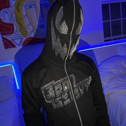 Strass Sweatshirt - stylish hooded sweatshirt - Chic Strass Hooded Sweatshirt for Streetwear