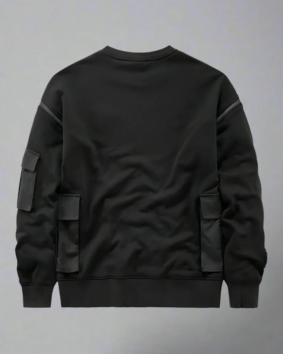 Street Warrior Crewneck Sweatshirt - futuristic techwear - Street Warrior Crewneck Sweatshirt in Black