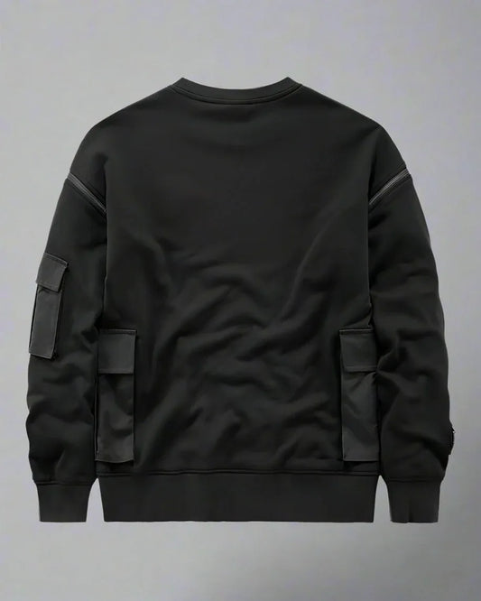 Street Warrior Crewneck Sweatshirt - futuristic techwear - Street Warrior Crewneck Sweatshirt in Black