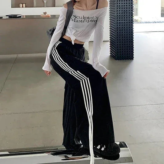 Striped Track Pants - striped pants - Retro Striped Track Pants for Y2K Style