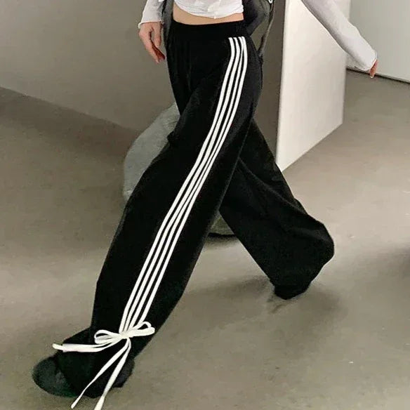Striped Track Pants - y2k streetwear - Retro Striped Track Pants for Y2K Style