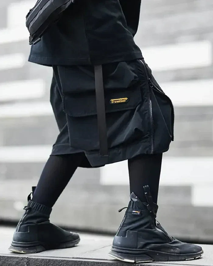 Stylish Black Cargo Shorts - black cargo - Sleek Black Cargo Shorts with Ample Storage
