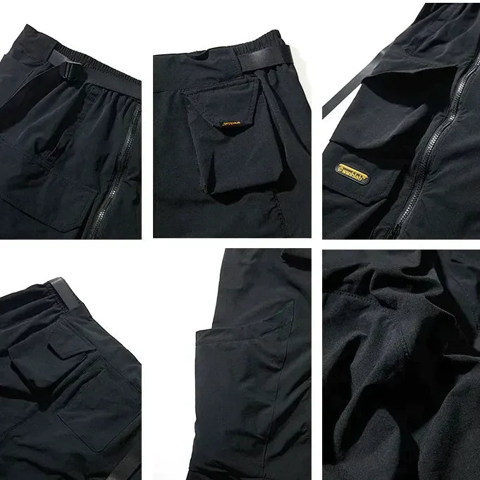 Stylish Black Cargo Shorts -  urban shorts - Sleek Black Cargo Shorts with Ample Storage