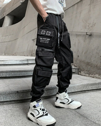 Stylish Black Cargo Trousers -  adjustable waist cargo pants - Stylish Black Cargo Trousers for Versatile Wear