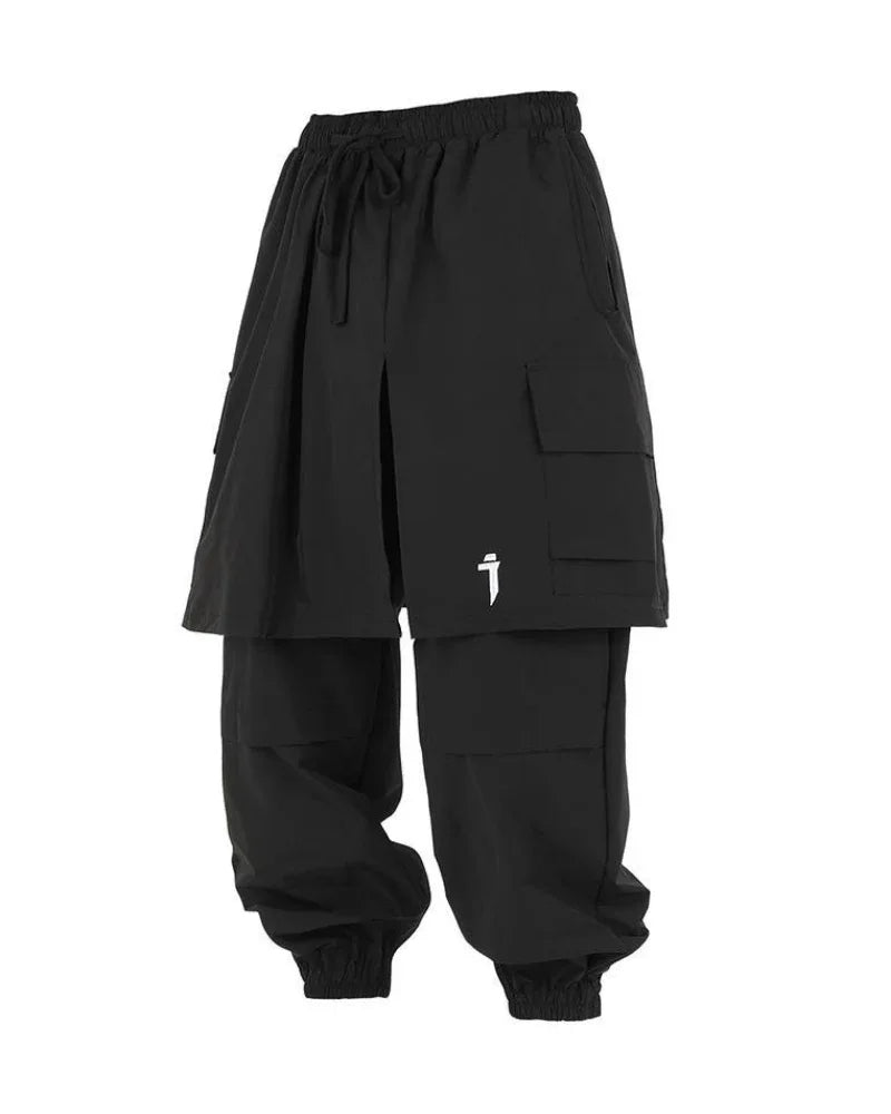 Stylish Cargo Pants with Skirt Hem -  trendy streetwear pants - Stylish Cargo Pants with Skirt Hem Design