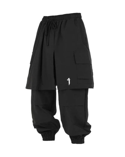 Stylish Cargo Pants with Skirt Hem -  trendy streetwear pants - Stylish Cargo Pants with Skirt Hem Design