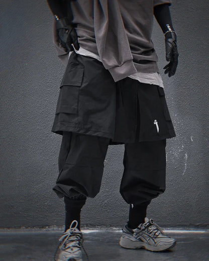Stylish Cargo Pants with Skirt Hem - unique cargo pants - Stylish Cargo Pants with Skirt Hem Design