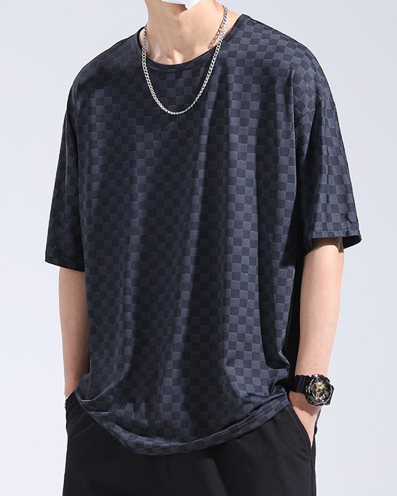 Stylish Checkerboard Summer Top -  ice silk shirt - Lightweight Checkerboard Summer Top for Comfort